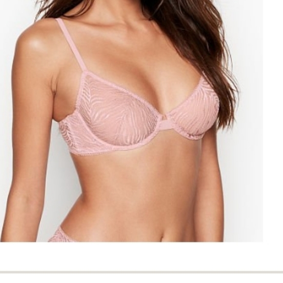 VICTORIA'S SECRET Unlined Zebra Lace Demi Bra, Color Demure Pink, Size 32D, NEW - Picture 4 of 4